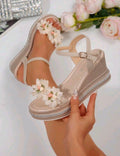 Sandalias de cuña con diseño de Flor
