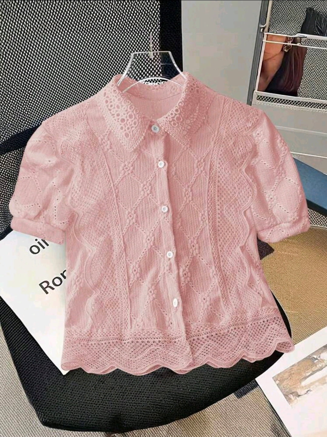 Camisa tejida rosa