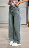 Jeans de pierna ancha azul menta