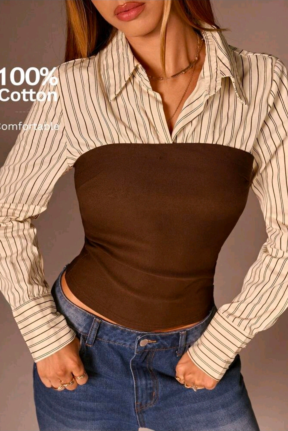 Blusa camisa cafe