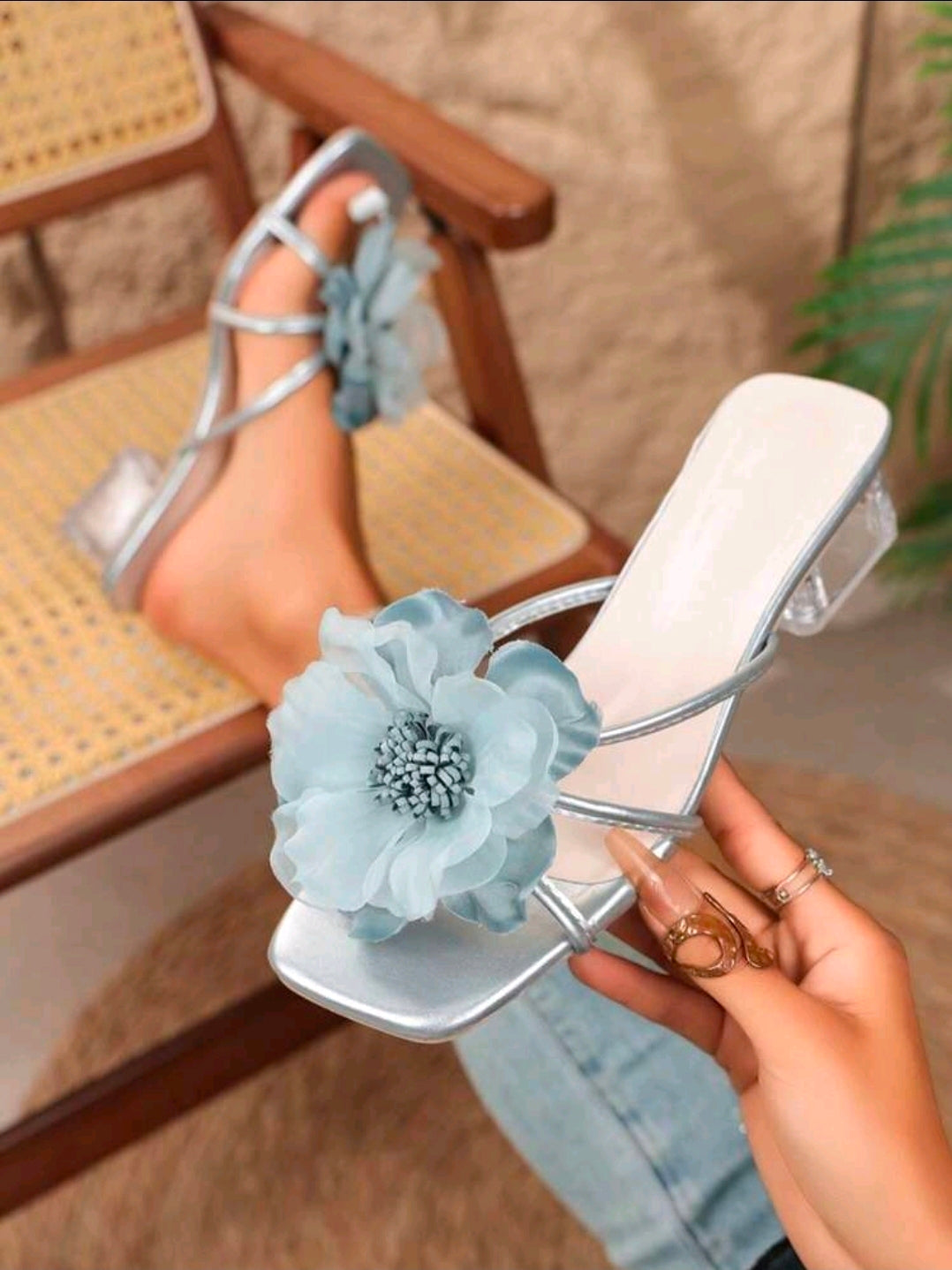 Sandalias De Flor Azul 3D