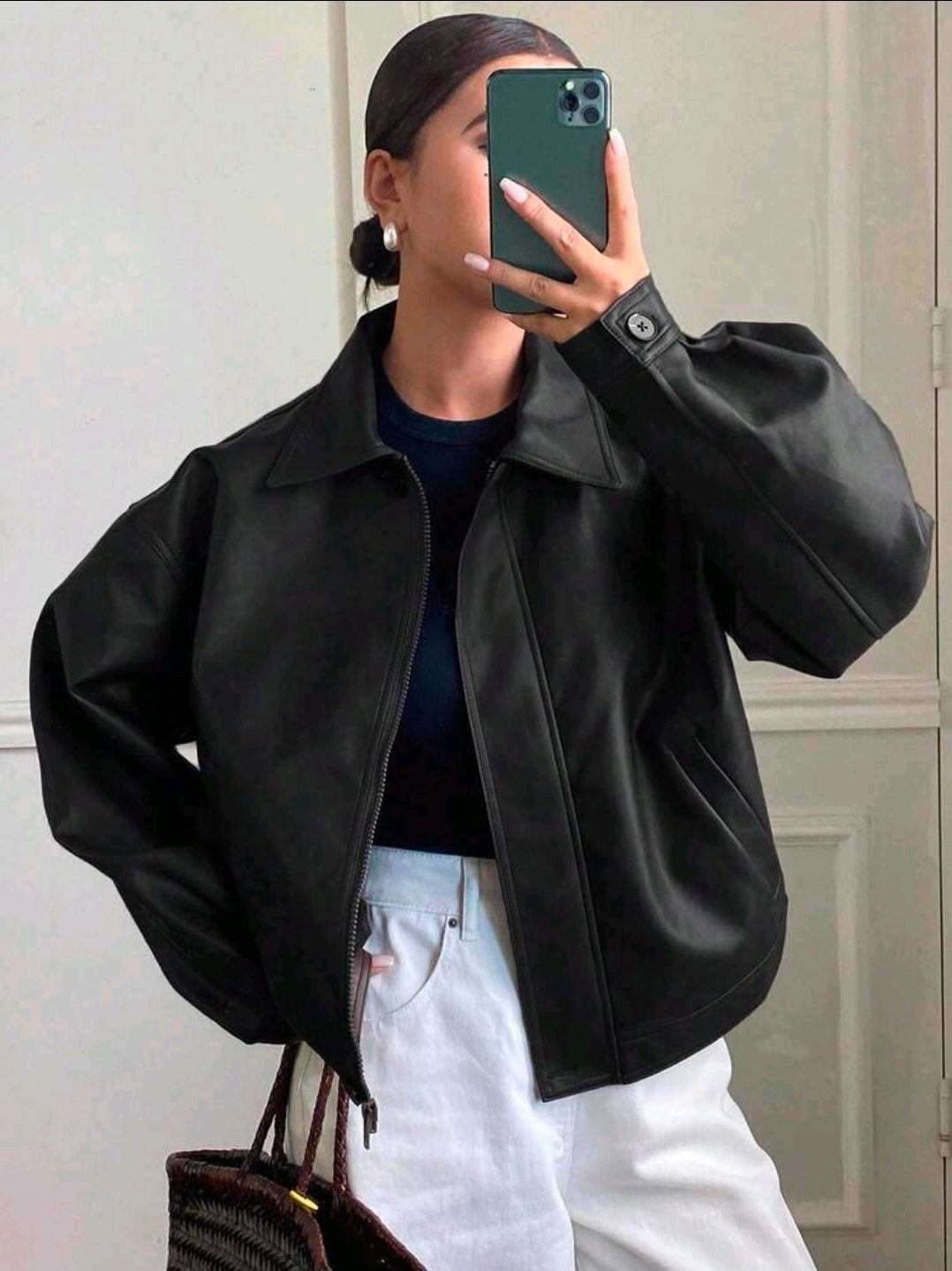 Chaqueta negra de cuero